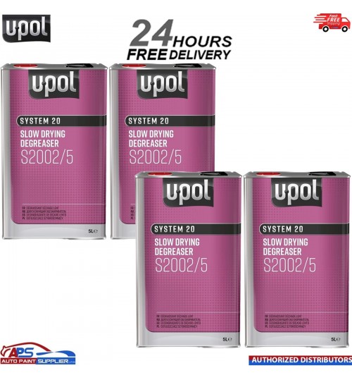 4 X U-POL SYSTEM 20 S2002 SLOW PANELWIPE DEGREASER 5L Panel wipe Upol